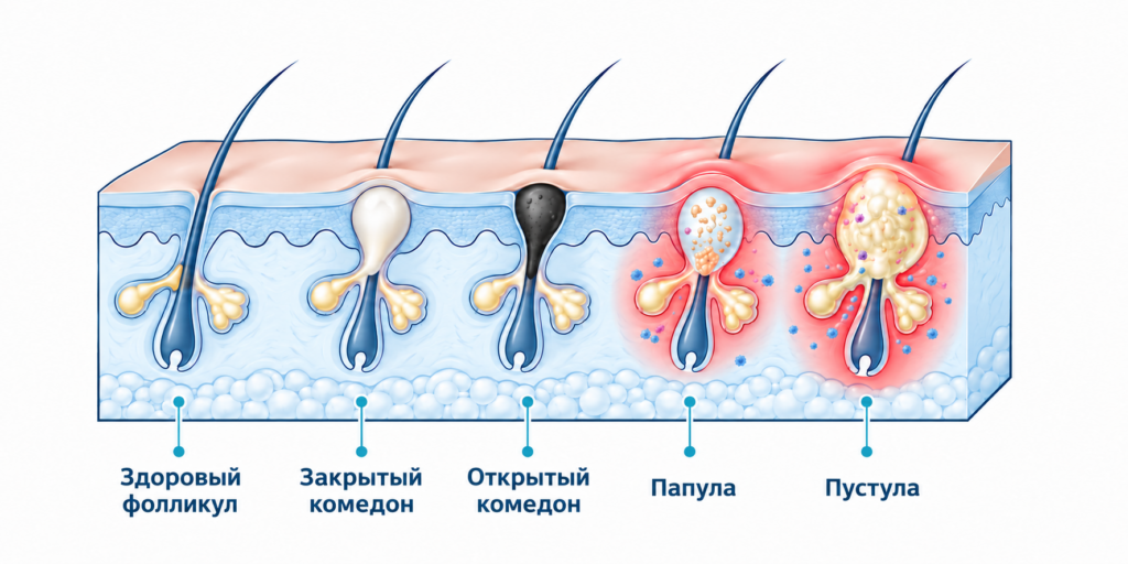 Типы прыщей